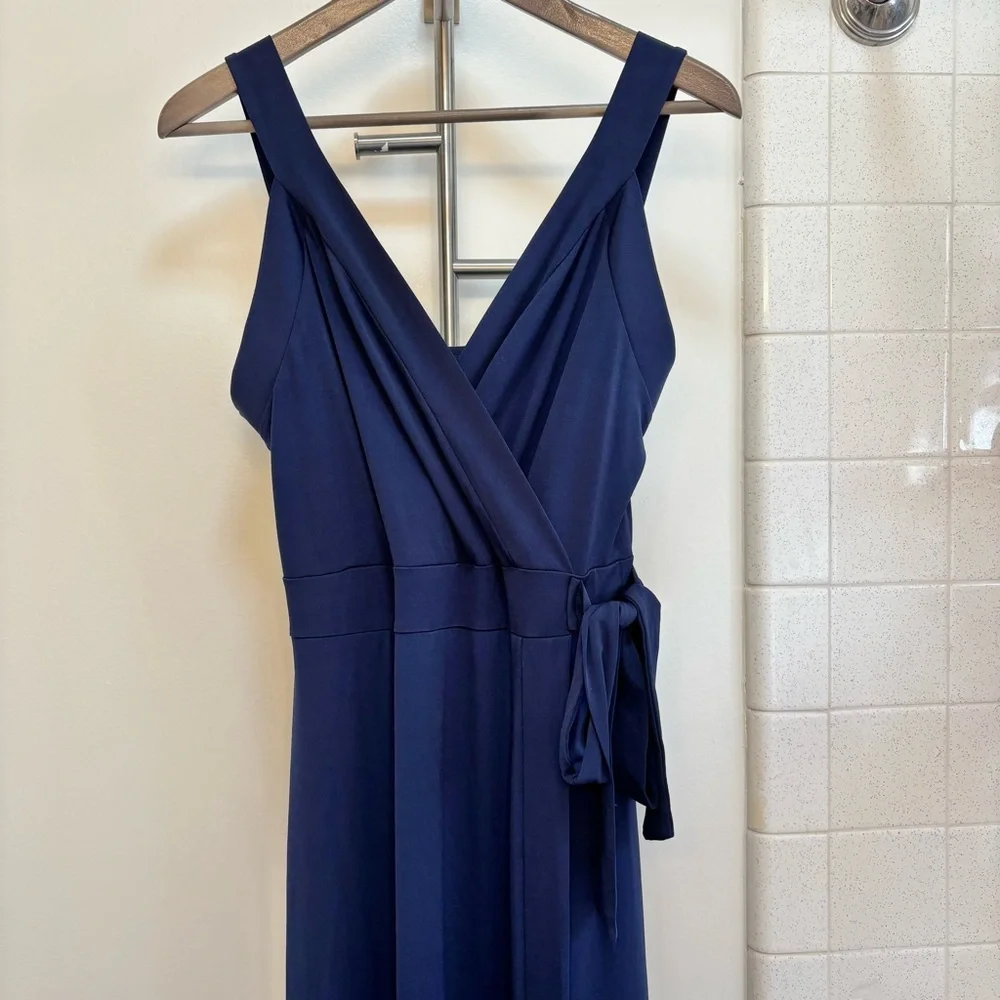 41 Hawthorn Maxi Dress Size Large Navy Faux Wrap V Neck Timeless Capsule Basic - Picture 3 of 10
